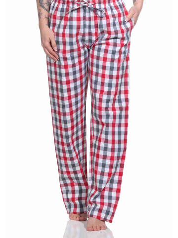 NORMANN Schlafanzug Hose lang gewebt Baumwolle - 79868 in rot