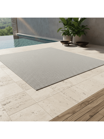 KADIMA DESIGN Teppich Outdoor Waschbar Einfarbig LERMOOS Strapazierfähig OEKO-TEX in Grau