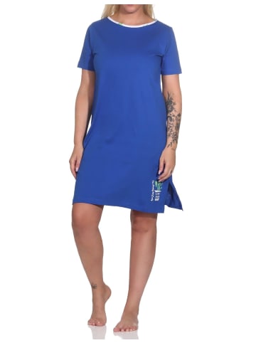 NORMANN kurzarm Nachthemd Kaktus - 79407 in blau