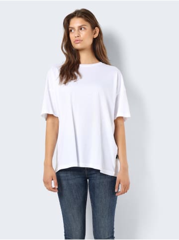 Noisy may Lockeres T-shirt Oversized Oberteil Dropped Shoulder NMIDA in Weiß-2