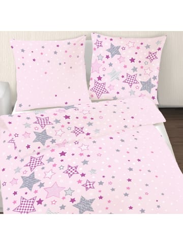 termana Traum&Trend Bettwäsche-Set Biber/Flanell "Sterne" in Rosa