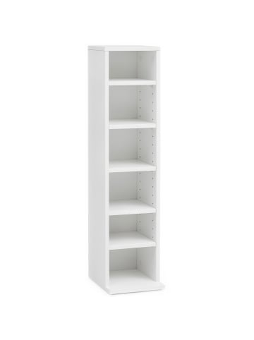 KADIMA DESIGN CD-Regal | Weiß, 21x90x20cm, 6 Fächer