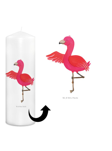 Mr. & Mrs. Panda Kerze Flamingo Yoga ohne Spruch in Weiß