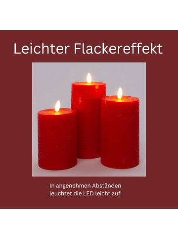 Novaliv 3er Set Led Kerzen 7,5cm ø Kerze flackernde Flamme mit Fernbedingung R in Rot