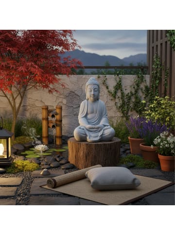 Buddha Figur in Hellgrau - (H)71 cm