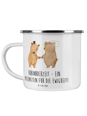 Mr. & Mrs. Panda Kaffeetasse 40. Hochzeitstag Rubinhochzeit mit ... in Weiß