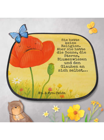 Mr. & Mrs. Panda Sonnenschutznetz Blume Mohnblume Design mit Spruch in Weiß