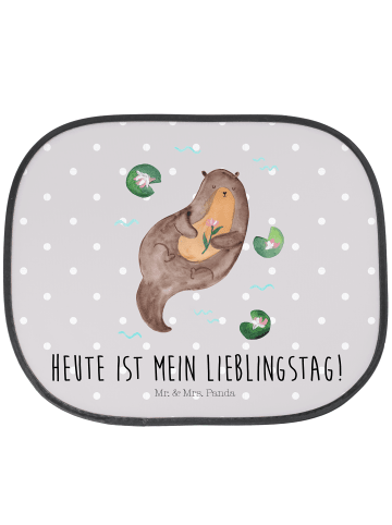 Mr. & Mrs. Panda Sonnenschutz Auto Otter Seerose mit Spruch in Grau Pastell