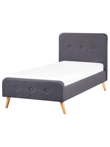 Beliani Einzelbett RENNES in Grau/Braun - (W) 101 x (H) 110 x (L) 220 cm