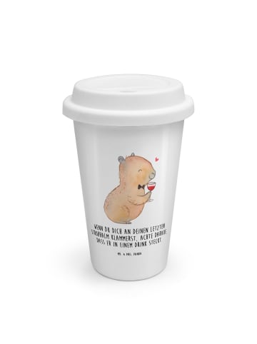 Mr. & Mrs. Panda Thermobecher Capybara Wein mit Spruch in Weiß