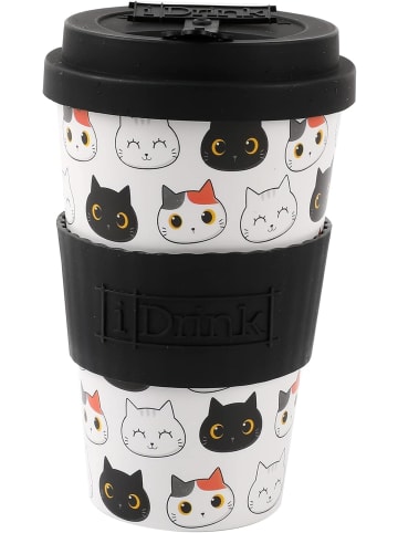i-Drink RPET-Kaffeebecher mit Silikonverschluss 435 ml Becher Katzen