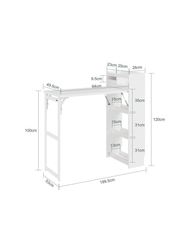 SoBuy Küchenwagen in Reinweiß - (W) 120 x (H) 120 x (L) 53 cm