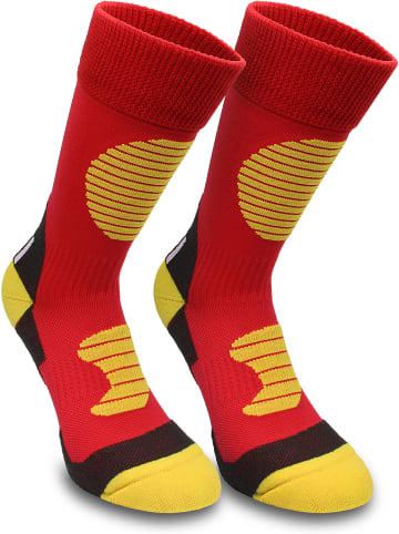 normani 3 Paar Sportsocken mit Schienbein- und Fußrückenpolster in Rot/Gelb