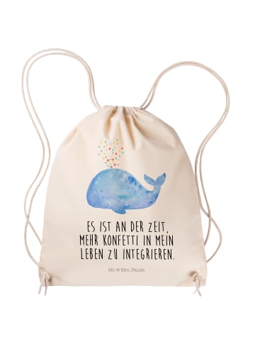 Mr. & Mrs. Panda Sportbeutel Wal Konfetti mit Spruch in Creme