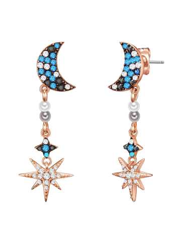 Lulu & Jane Ohrstecker Halbmond/Stern Messing in roségold