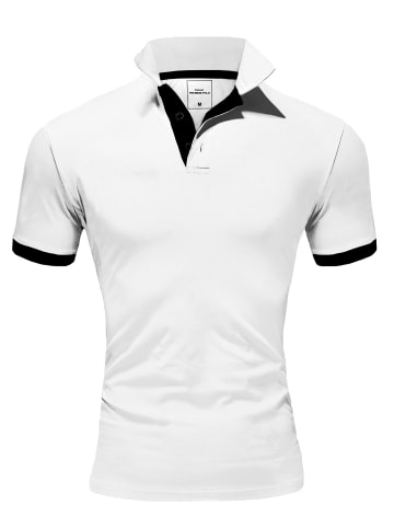 Amaci&Sons Basic Kontrast Poloshirt DETROIT in Weiß/Schwarz