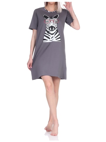 NORMANN kurzarm Nachthemd - 73090 in grau