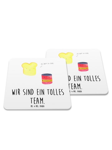 Mr. & Mrs. Panda Gläseruntersetzer Toast Marmelade mit Spruch in Weiß