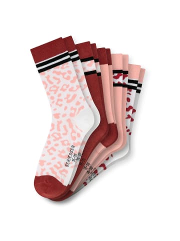 Schiesser Socken 5er Pack in Rot/Rosa/Weiß