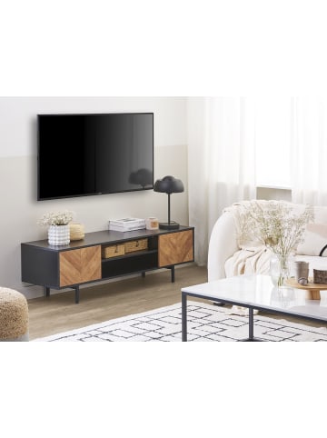 Beliani TV-Möbel SALINA in Schwarz/Braun - (W) 140 x (H) 45 x (L) 40 cm