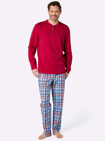 WITT WEIDEN Schlafanzug in rot-himmelblau-kariert