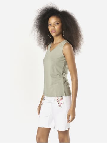 KOROSHI Damen-Tanktop mit Glitzer in khaki