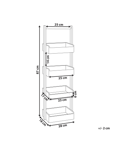 Beliani Badezimmerregal VAUPES in Heller Holzfarbton - (W) 28 x (H) 87 x (L) 18 cm