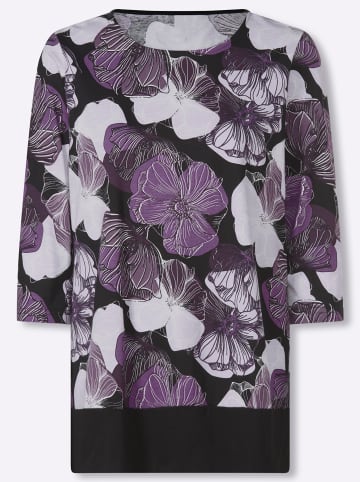 Sieh an! Longshirt in lila-schwarz-bedruckt