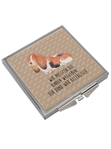 Mr. & Mrs. Panda Schminkspiegel Hund Basset Hound mit Spruch in Hundeglück