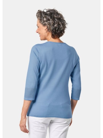 GOLDNER Kurzgröße:  Ajour-Pullover mit Durchbrüchen in regattablau