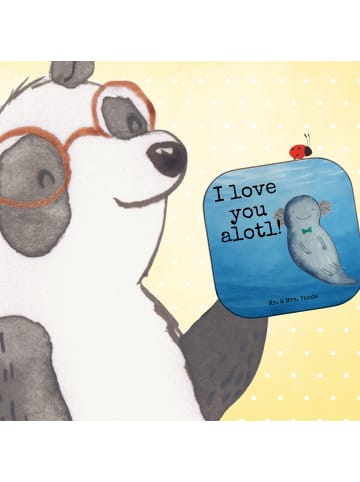 Mr. & Mrs. Panda Untersetzer Glas Axolotl Liebe Design mit Spruch in Weiß