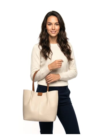 Samantha Look Handtasche echt Leder in beige
