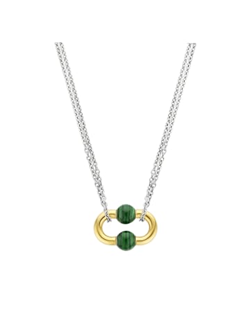 Ti Sento Milano Kette "Collier Kettenglied grüne Kugeln bicolor 34018MA/42" in Silber