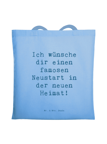 Mr. & Mrs. Panda Tragetasche Spruch Neustart Umzug mit Spruch in Sky Blue
