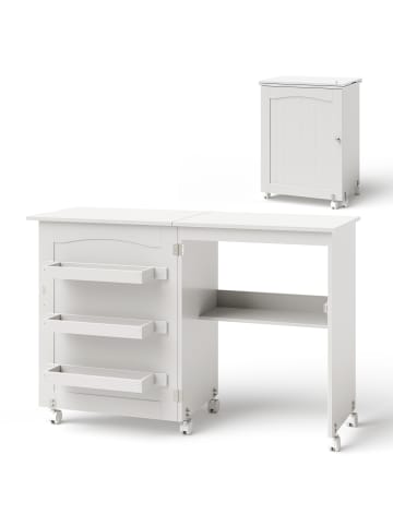 COSTWAY 2 in 1 Nähtisch Beistelltisch klappbar in Weiß