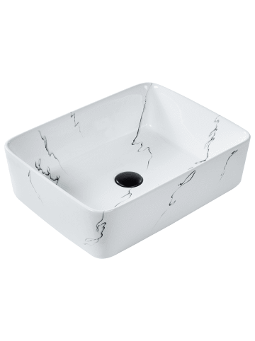 Beliani Waschbecken HOPI in Weiß - (W) 49 x (H) 14 x (L) 38 cm