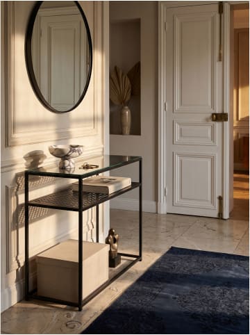 KADIMA DESIGN Konsolentisch rechteckig, transparentes Einscheibensicherheitsglas in Schwarz