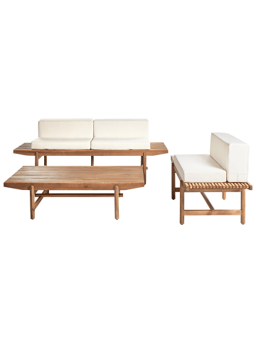 Beliani 3-tlg Sitzgruppe GIAVENO in Braun/Weiß