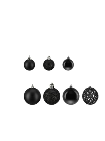 relaxdays 50-tlg. Weihnachtskugeln Set in Schwarz
