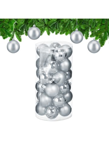 relaxdays 30-tlg. Weihnachtskugeln Set in Silber
