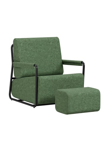 SoBuy Sessel mit Hocker in Waldgrün - (W) 67 x (H) 78 x (L) 59.5 cm