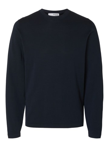 SELECTED HOMME Pullover SLHRAVI LS KNIT STRUCTURE CREW NECK in Blau