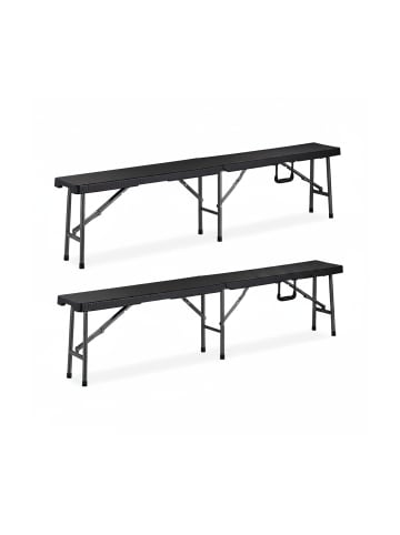 relaxdays 2x Bierbank in Schwarz - (B)179 x (H)43 x (T)24,5 cm