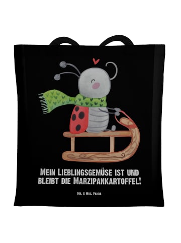 Mr. & Mrs. Panda Schultertasche Smörle Rodeln mit Spruch in Schwarz