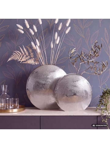 FineBuy Vase in Silber / Aluminium / 35x14x35
