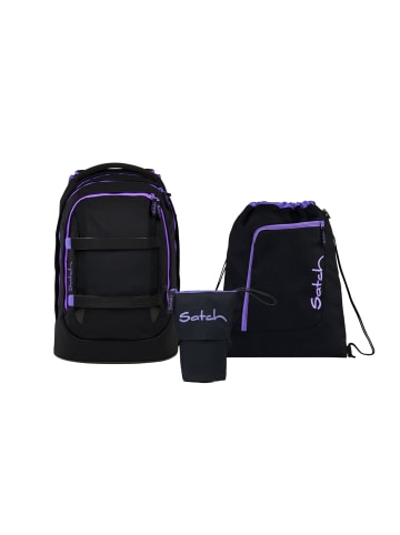Satch Schulrucksack-Set PACK "Purple Phantom" 3-teilig in Schwarz
