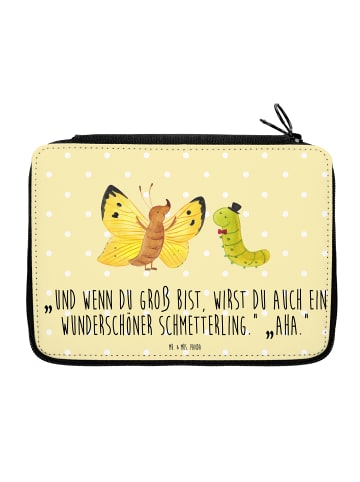 Mr. & Mrs. Panda Federtasche Raupe Schmetterling mit Spruch in Gelb Pastell