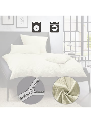 REDBEST Microfaser-Seersucker, Microfaser Bettwäsche Detroit in creme