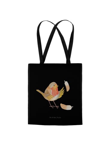 Mr. & Mrs. Panda Shopper Bag Rotkehlchen Federn ohne Spruch in Schwarz