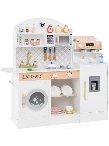 COSTWAY Kinderküche mit 27 Zubehör in Weiß